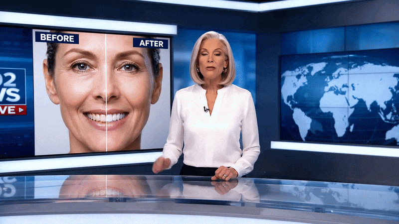 Skincare advertorial transformation image