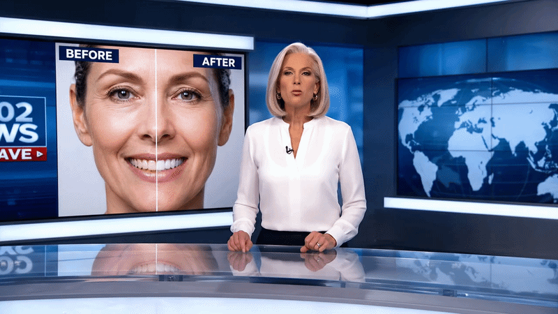 Skincare advertorial transformation image